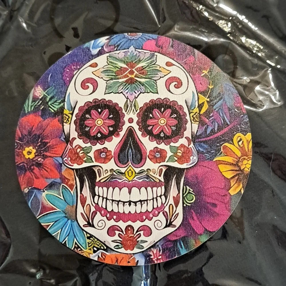 Skull Coasters Dio de los Muertos , Floral Skull 6-Pack